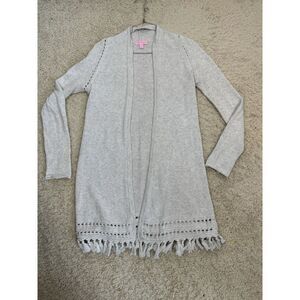 Lilly Pulitzer Women's Tatum Long Fringe Hem Cardigan‎ Resort White Size XS Boho